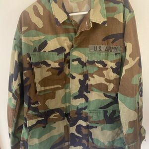 Vintage Army issued Woodland Camouflage‎ Military Shirt Jacket size M